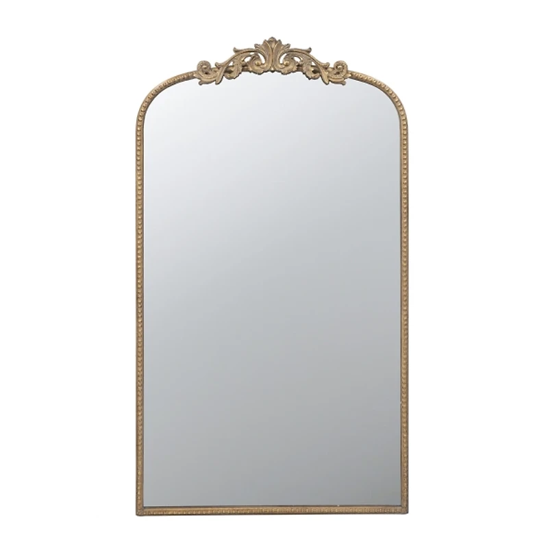 Gold Studded Scroll Arched Mirror, 42 in.