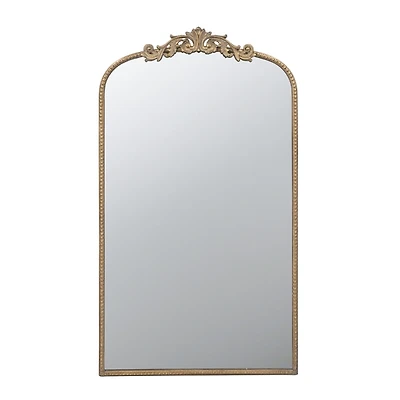 Gold Studded Scroll Arched Mirror, 42 in.