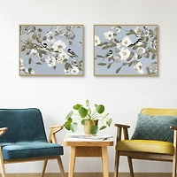 Chickadee Blossoms Framed Canvas Prints, Set of 2