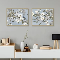 Chickadee Blossoms Framed Canvas Prints, Set of 2
