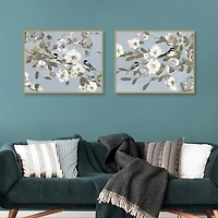 Chickadee Blossoms Framed Canvas Prints, Set of 2