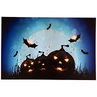 Pre-Lit Jack-o-Lantern and Bats Canvas Art Print