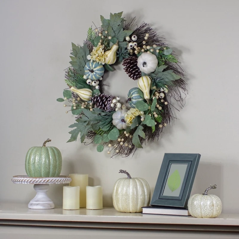 Pumpkins and Greenery Mix Wreath