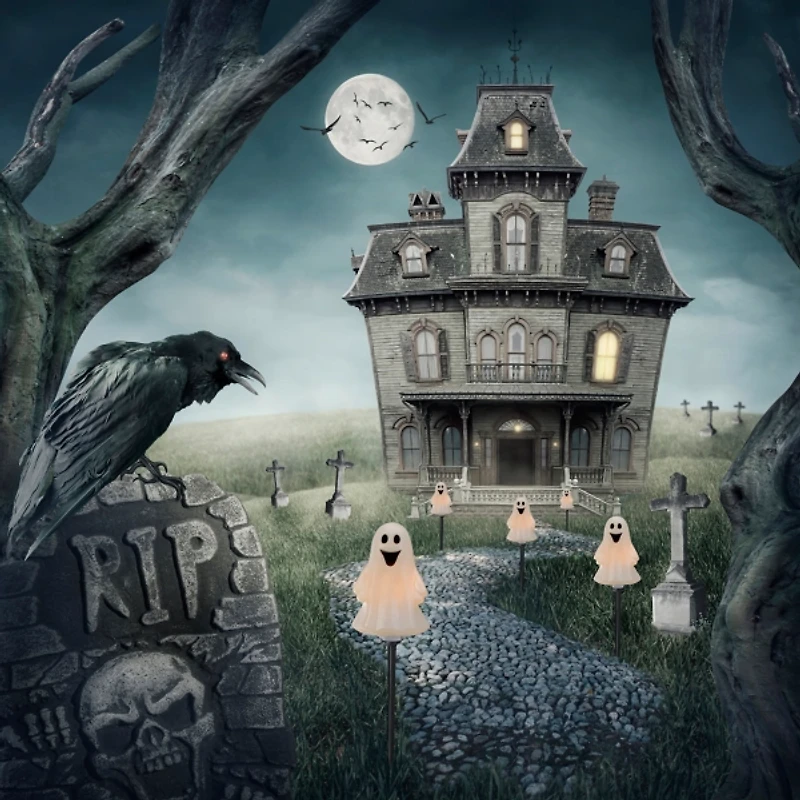 LED Ghost Lawn Stakes, Set of 5