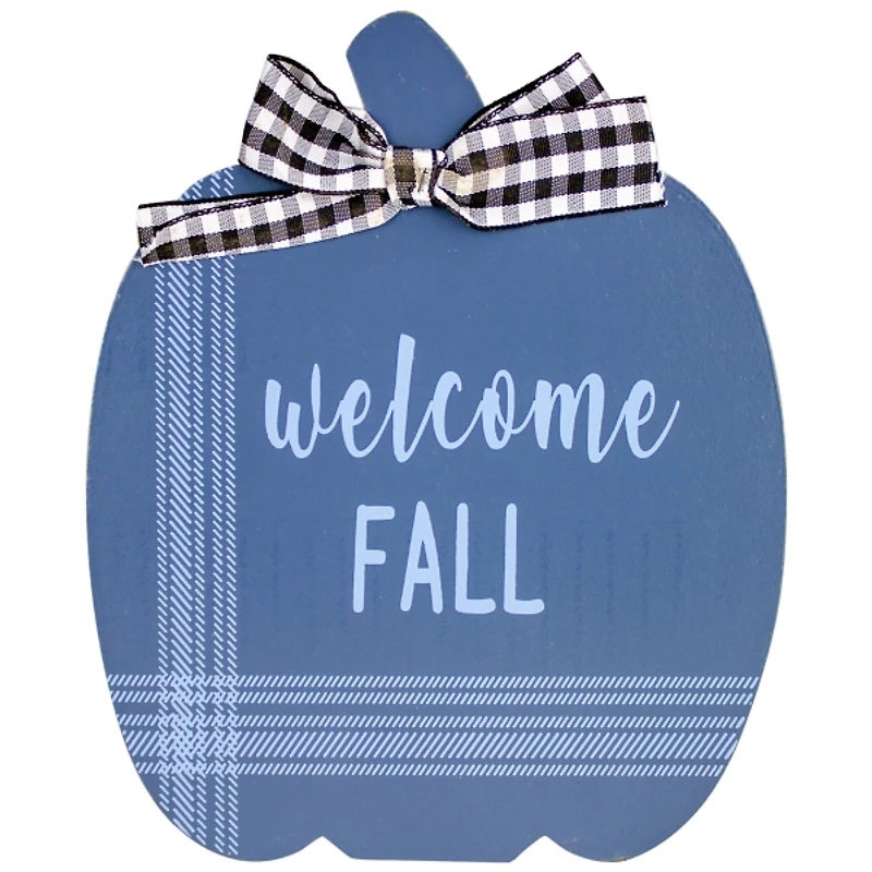 Blue and White Pumpkin Tabletop Signs, Set of 2