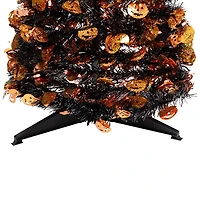 Pre-Lit Black Halloween Pumpkin Tree, 4 ft.