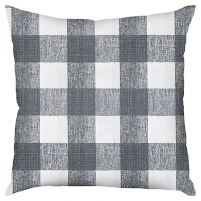 Gray Buffalo Check Outdoor Pillow, 22 in.