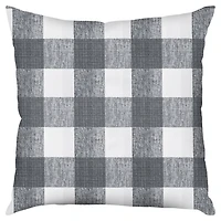 Gray Buffalo Check Outdoor Pillow, 22 in.