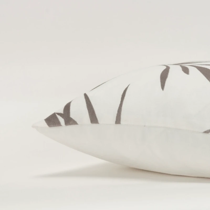 Gray Embroidered Botanical Throw Pillow