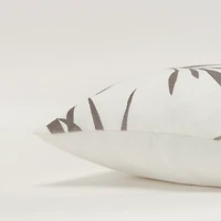 Gray Embroidered Botanical Throw Pillow