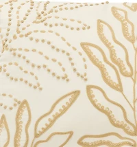 Neutral Embroidered Botanical Lumbar Pillow