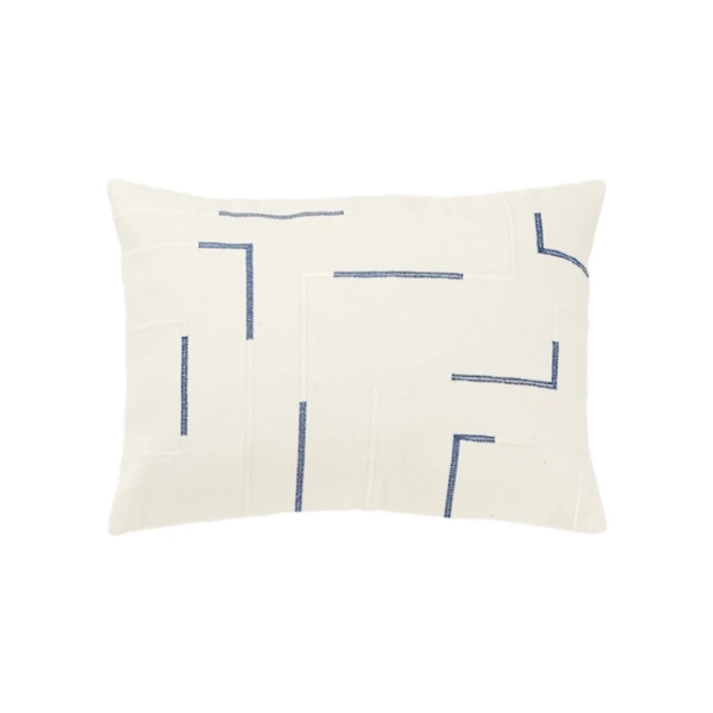 Blue Geometric Woven Lines Throw Pillow