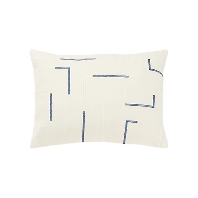 Blue Geometric Woven Lines Throw Pillow
