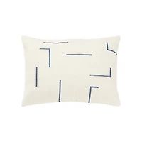 Blue Geometric Woven Lines Throw Pillow
