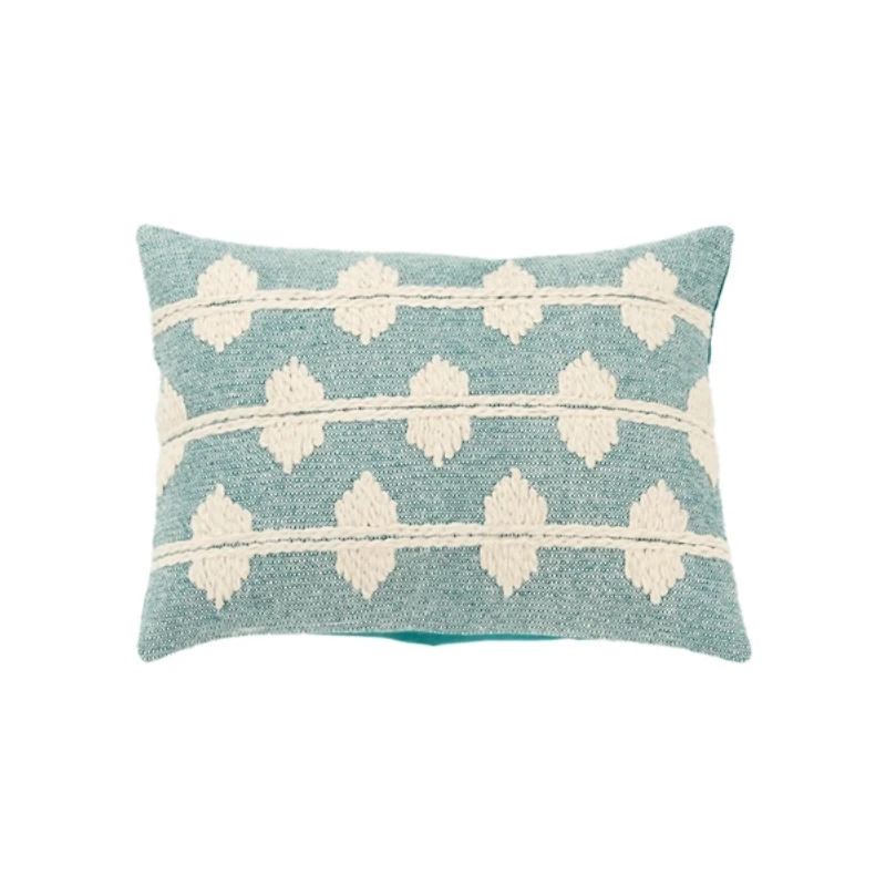 Teal Heathered Embroidered Diamond Throw Pillow