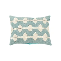 Teal Heathered Embroidered Diamond Throw Pillow
