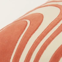 Coral Velvet Wave Lumbar Pillow
