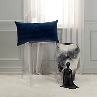 Navy Blue Velvet Abstract Stripe Lumbar Pillow