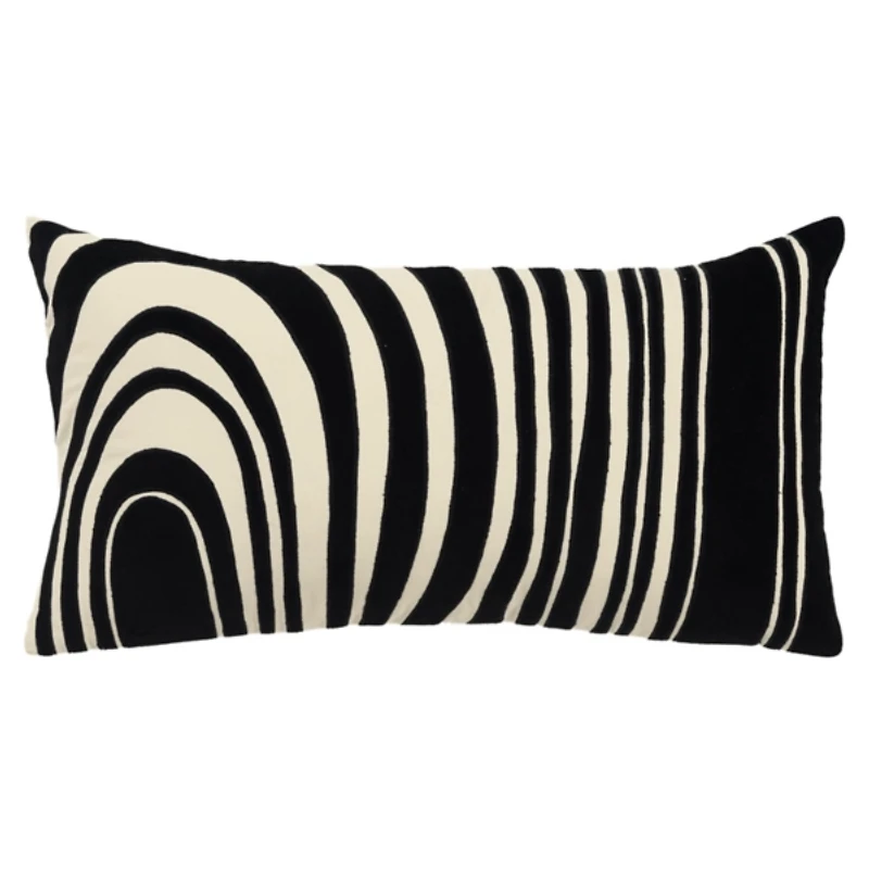Black and Natural Wave Lumbar Pillow