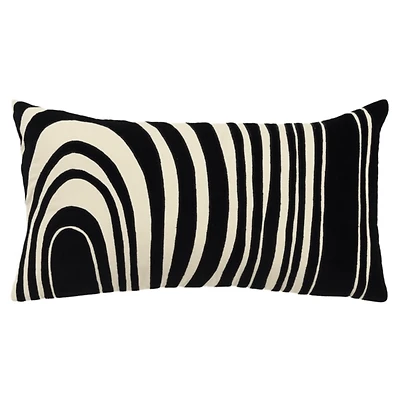 Black and Natural Wave Lumbar Pillow