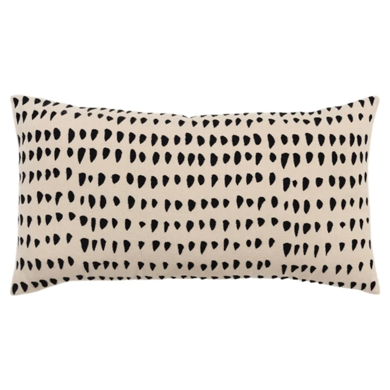 Black and Natural Animal Patterned Lumbar Pillow