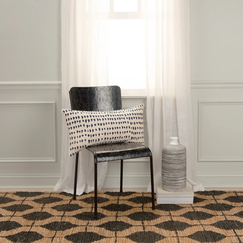 Navy and Natural Animal Patterned Lumbar Pillow