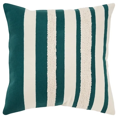 Teal and Ivory Ozzy Striped Pillow