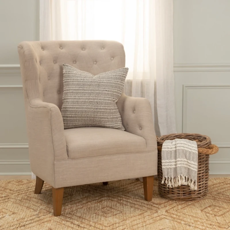 Black and Natural Sea Striped Pillow