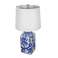 Blue and White Bird Pattern Table Lamp