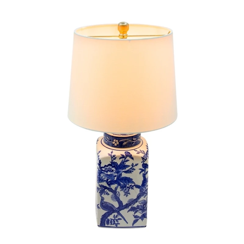 Blue and White Bird Pattern Table Lamp