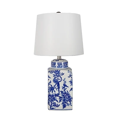 Blue and White Bird Pattern Table Lamp
