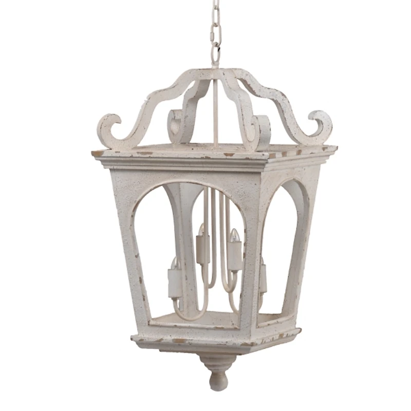 Distressed White Carriage Pendant Light