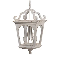 Distressed White Carriage Pendant Light