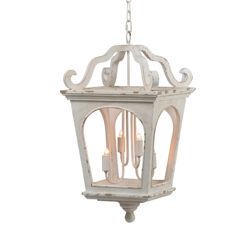 Distressed White Carriage Pendant Light