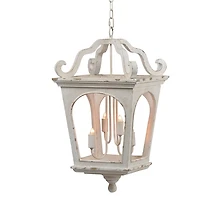 Distressed White Carriage Pendant Light
