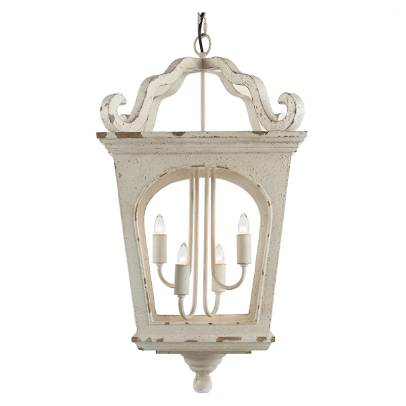 Distressed White Carriage Pendant Light
