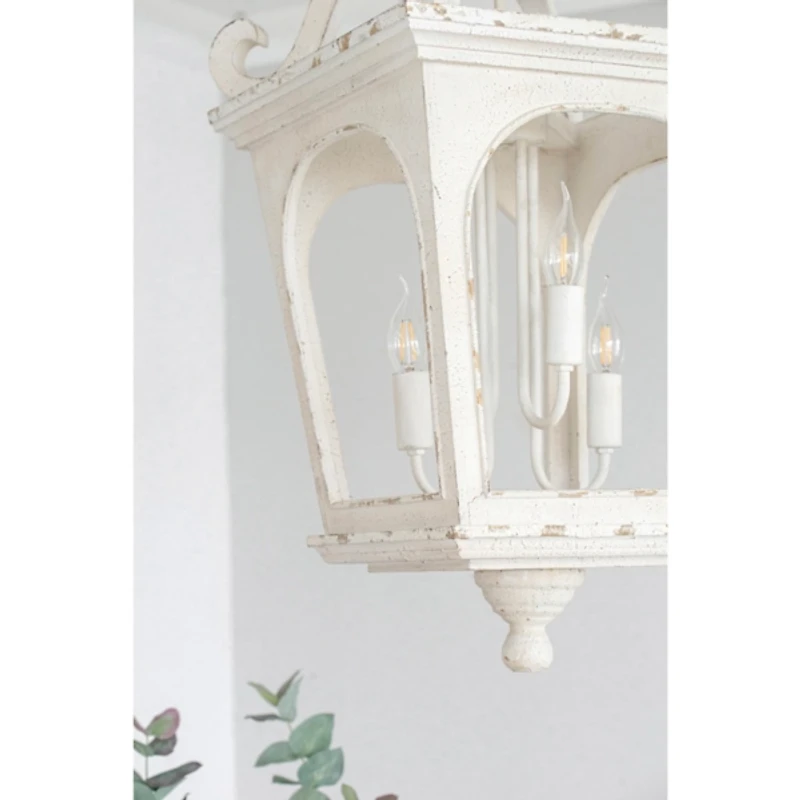 Distressed White Carriage Pendant Light