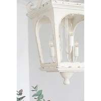 Distressed White Carriage Pendant Light