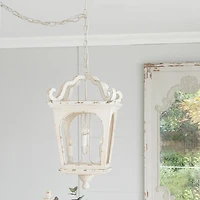 Distressed White Carriage Pendant Light