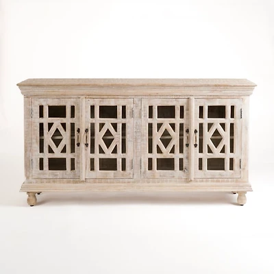 Whitewashed Carri Glass Door Cabinet