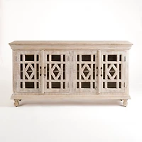 Whitewashed Carri Glass Door Cabinet