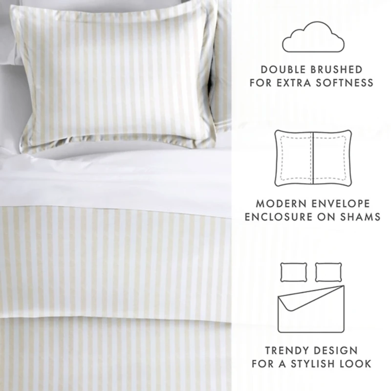 Tan Rugged Stripe 2-pc. Twin Duvet Cover Set