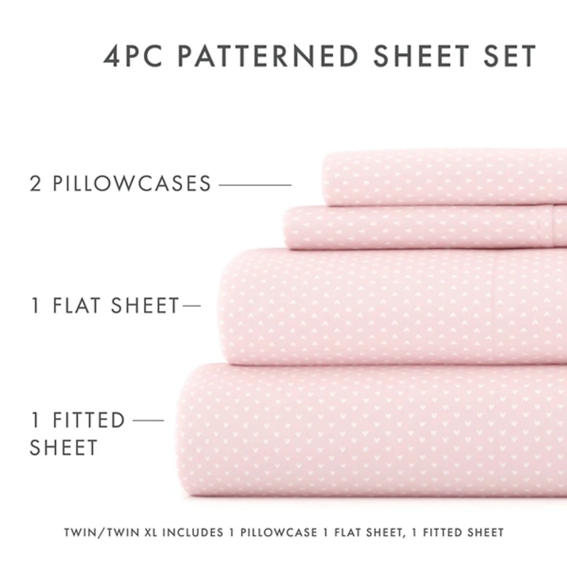 Pink Tiny Hearts 3-pc. Twin Sheet Set