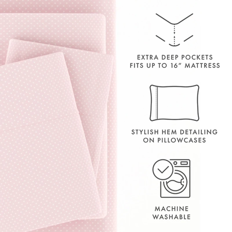 Pink Tiny Hearts 3-pc. Twin Sheet Set