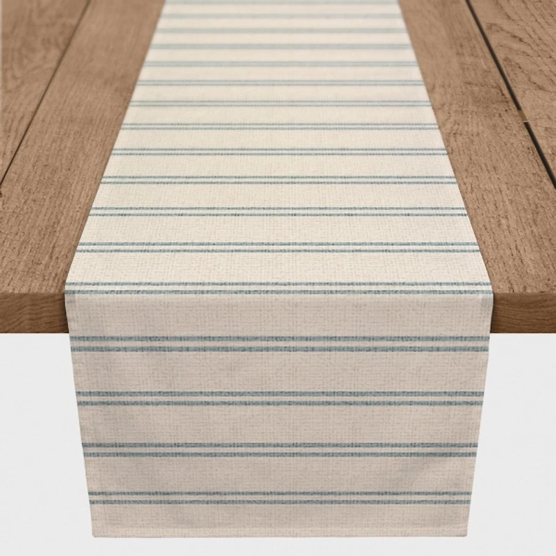 Blue and Cream Country Stripe Table Runner, 72 in.