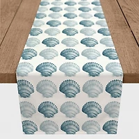 Blue Scallop Seashells Table Runner, 90 in.