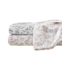 Taupe Leopard Print Satin 3-pc. Twin Sheet Set