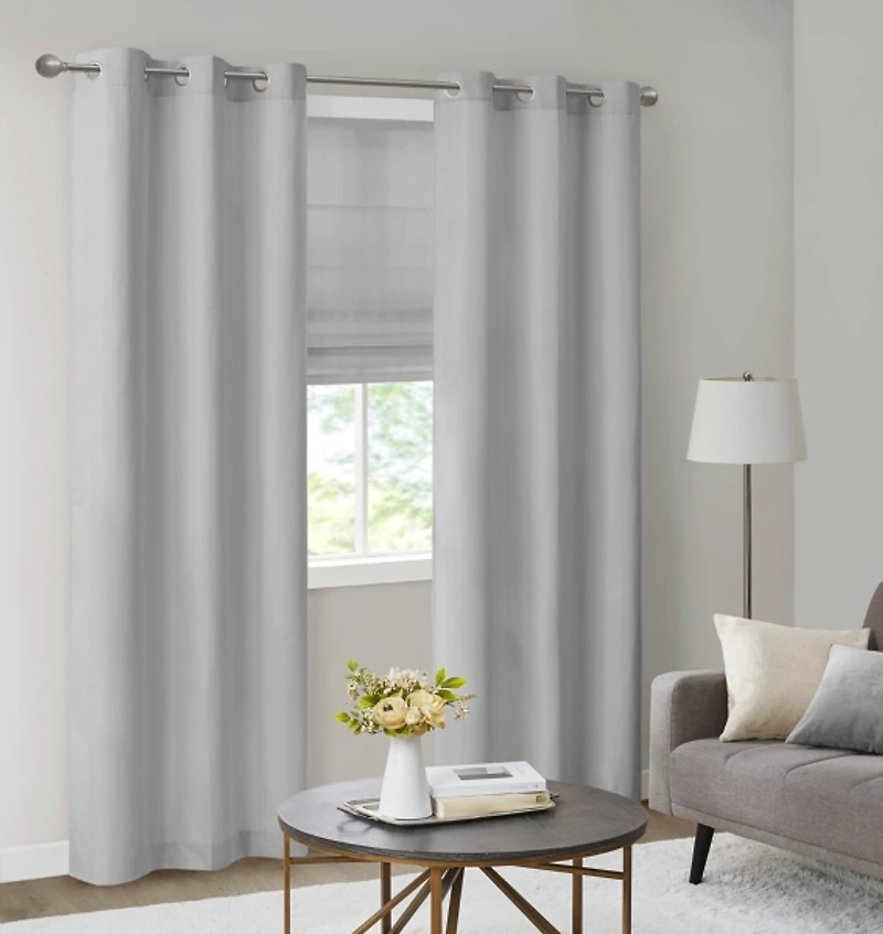 Gray Basketweave Curtain Panel Set, 84 in