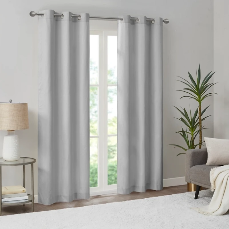 Gray Basketweave Curtain Panel Set, 84 in