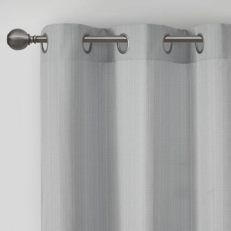 Gray Basketweave Curtain Panel Set, 84 in